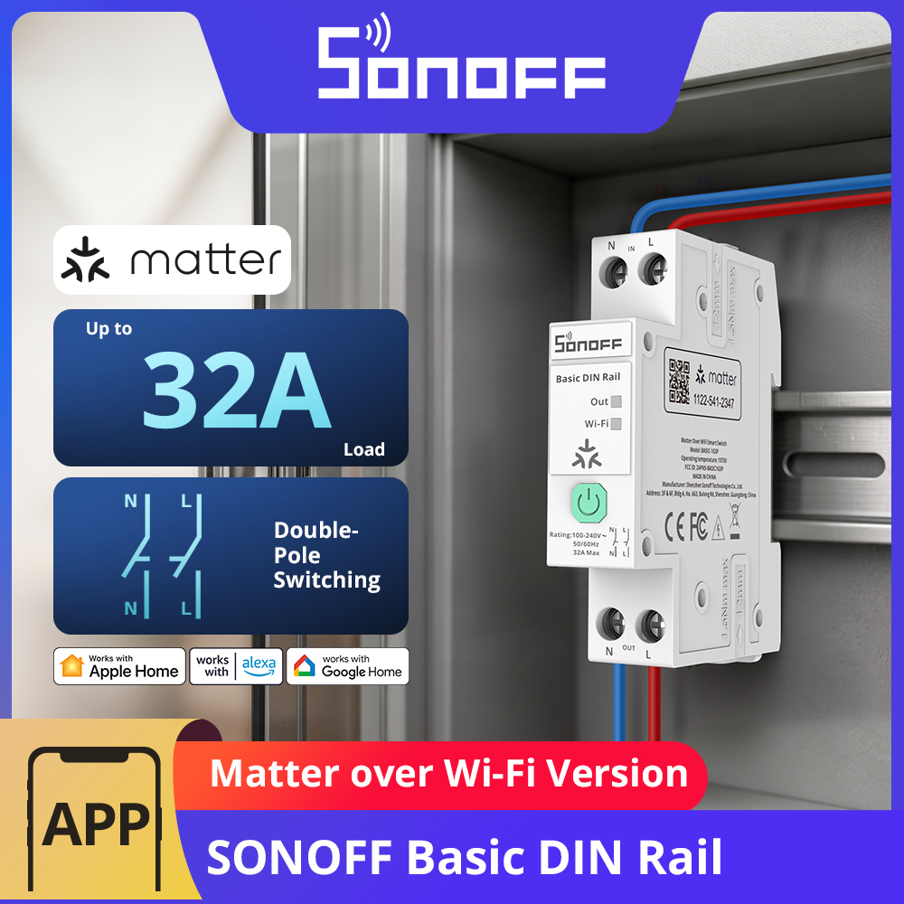Sonoff Basic Switch - SONOFF BASIC-1GSP Basic Einkanaliger DIN-Schienen-Schalter Matter