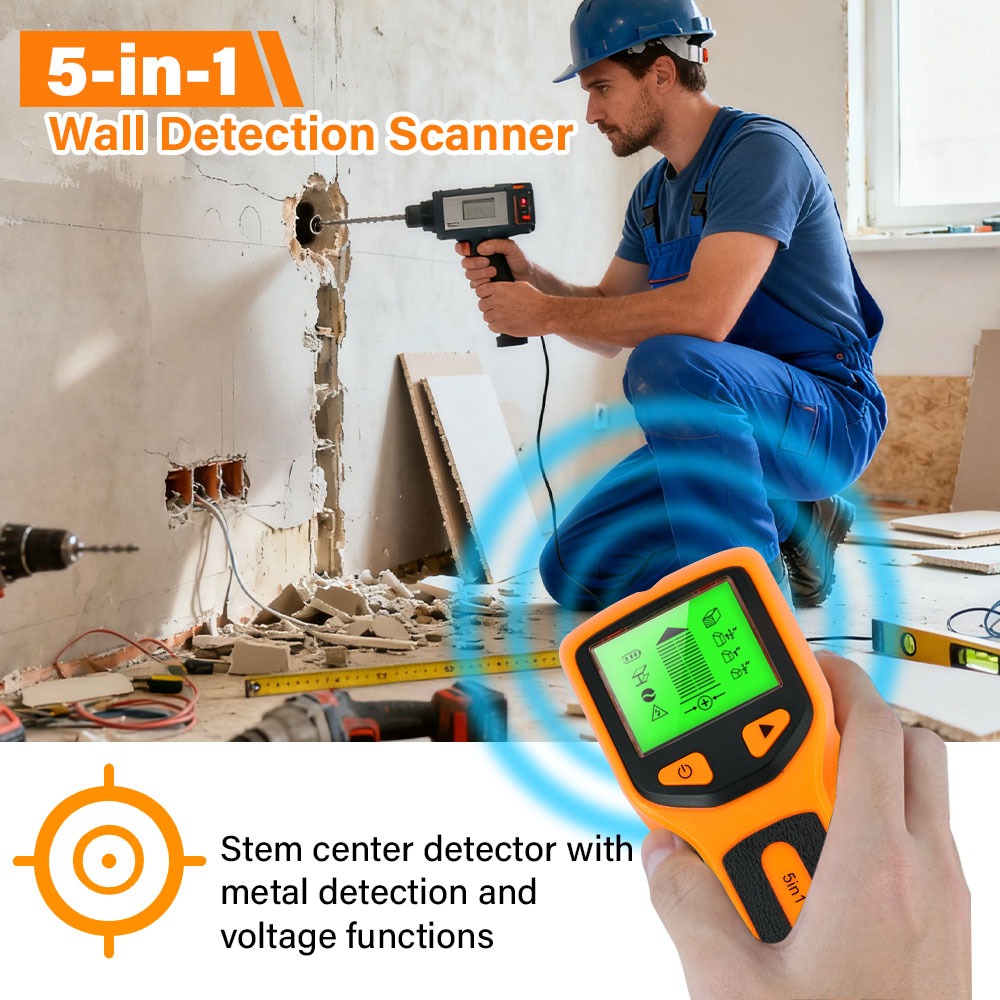 Water Leak Detector Wired - Wanddetektor 5-in-1 Handgehaltener Digitaler Holzscanner Metallfinder